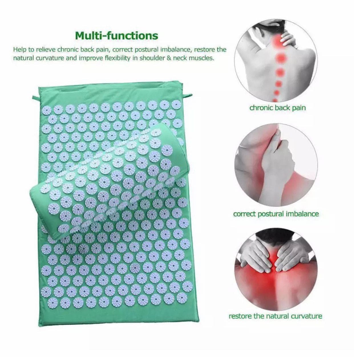 Acupressure Stress Relief Fitness Yoga Mat, Mat and Pillow Set for Back/Neck Pain Relief, Acupressure Mat For Trigger Point Massage Acupressure Stress Relief Fitness Yoga Mat, Mat and Pillow Set for Back/Neck Pain Relief, Acupressure Mat For Trigger Point Massage